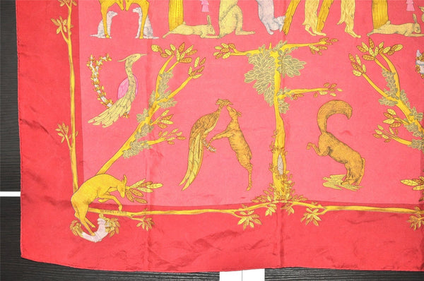 Authentic HERMES Carre 90 Scarf "Alphabet Ⅲ" Silk Bordeaux Red 3549J