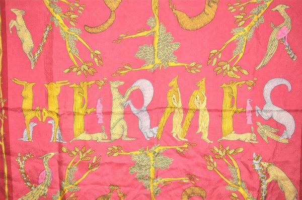 Authentic HERMES Carre 90 Scarf "Alphabet Ⅲ" Silk Bordeaux Red 3549J