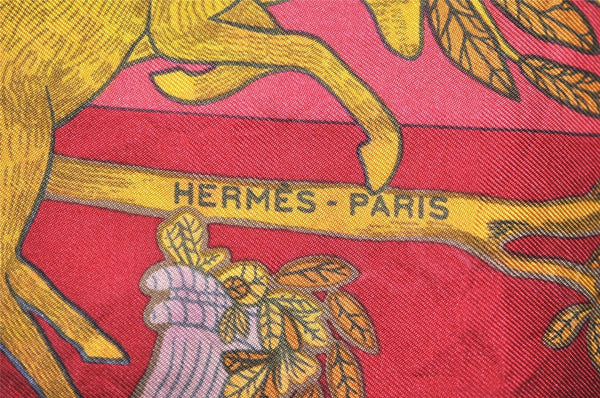 Authentic HERMES Carre 90 Scarf "Alphabet Ⅲ" Silk Bordeaux Red 3549J