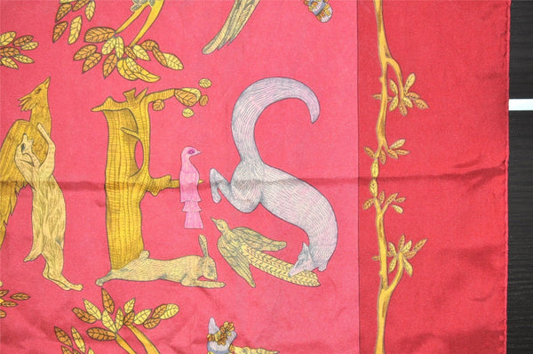 Authentic HERMES Carre 90 Scarf "Alphabet Ⅲ" Silk Bordeaux Red 3549J