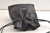 Authentic GUCCI Vintage Shoulder Hand Drawstring Bag Purse Leather Black 3549K