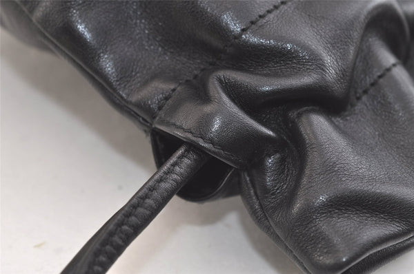 Authentic GUCCI Vintage Shoulder Hand Drawstring Bag Purse Leather Black 3549K
