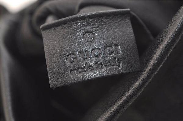 Authentic GUCCI Vintage Shoulder Hand Drawstring Bag Purse Leather Black 3549K