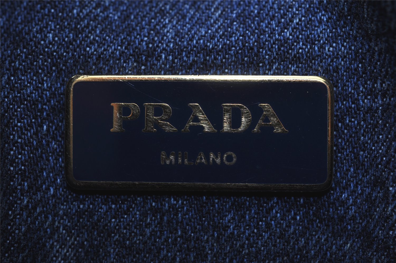 Authentic PRADA Vintage Canapa SS DENIM Hand Bag Purse BN2439 Blue 3550I