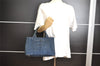 Authentic PRADA Vintage Canapa SS DENIM Hand Bag Purse BN2439 Blue 3550I