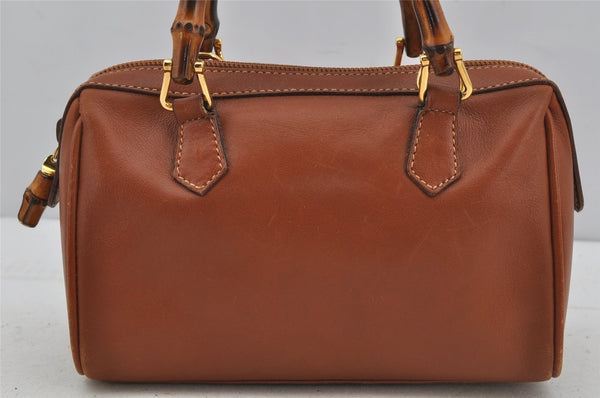 Authentic GUCCI Bamboo 2way Shoulder Hand Bag Purse Leather Brown Junk 3551J