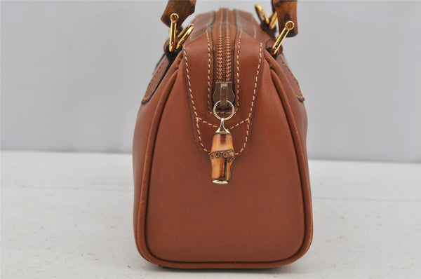 Authentic GUCCI Bamboo 2way Shoulder Hand Bag Purse Leather Brown Junk 3551J