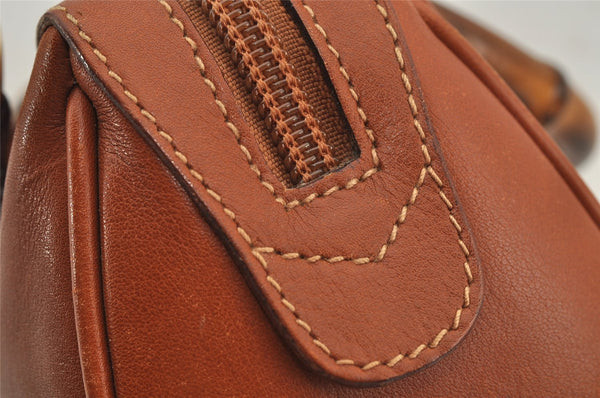 Authentic GUCCI Bamboo 2way Shoulder Hand Bag Purse Leather Brown Junk 3551J