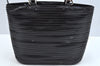 Authentic GUCCI Vintage Bamboo Tote Hand Bag Enamel Black 3552J