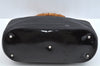 Authentic GUCCI Vintage Bamboo Tote Hand Bag Enamel Black 3552J