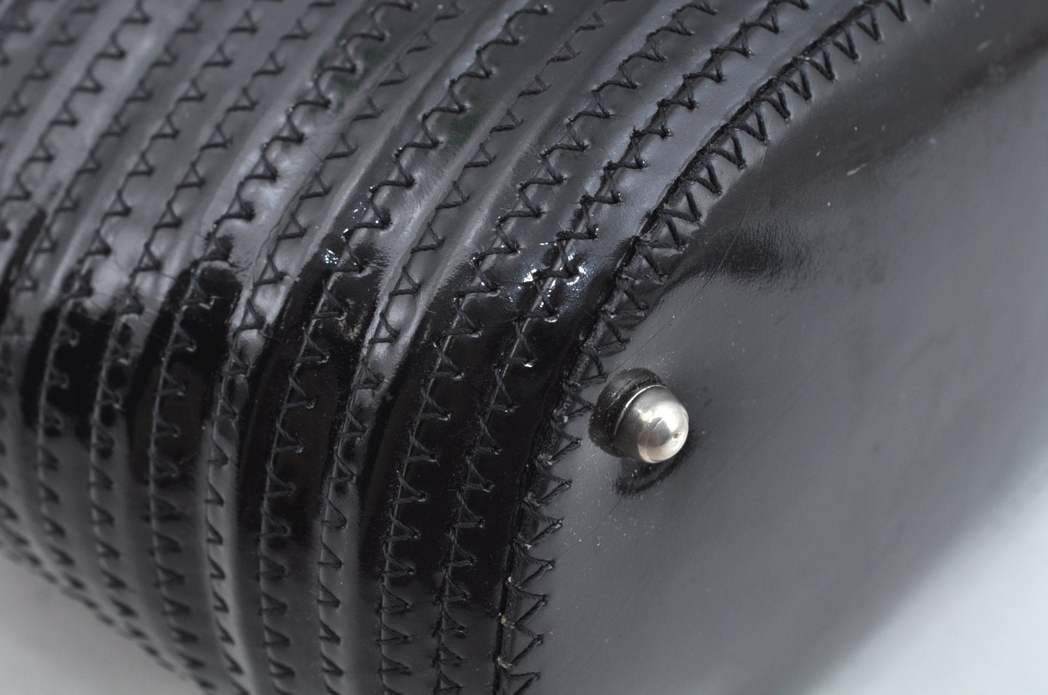 Authentic GUCCI Vintage Bamboo Tote Hand Bag Enamel Black 3552J