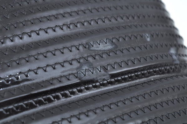 Authentic GUCCI Vintage Bamboo Tote Hand Bag Enamel Black 3552J