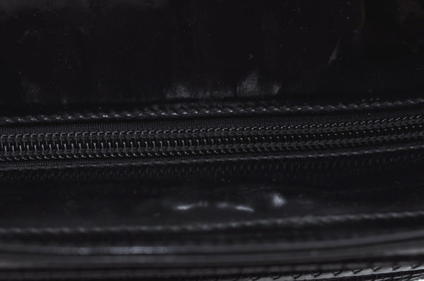 Authentic GUCCI Vintage Bamboo Tote Hand Bag Enamel Black 3552J