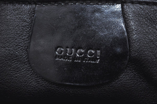 Authentic GUCCI Vintage Bamboo Tote Hand Bag Enamel Black 3552J