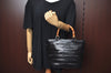 Authentic GUCCI Vintage Bamboo Tote Hand Bag Enamel Black 3552J