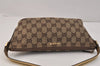 Authentic GUCCI Sherry Line Hand Bag Pouch GG Canvas Leather 141809 Brown 3553K