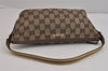 Authentic GUCCI Sherry Line Hand Bag Pouch GG Canvas Leather 141809 Brown 3553K