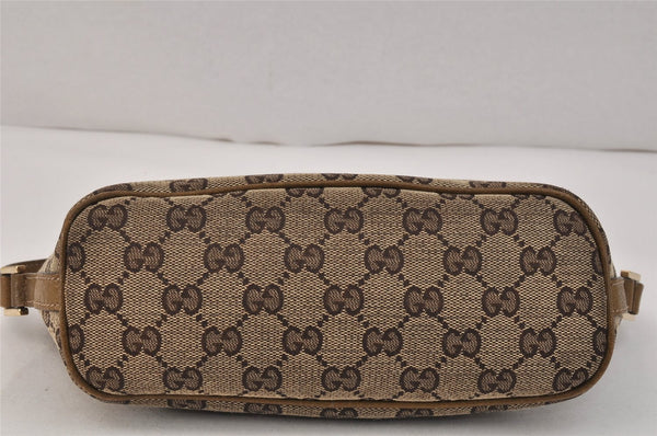 Authentic GUCCI Sherry Line Hand Bag Pouch GG Canvas Leather 141809 Brown 3553K