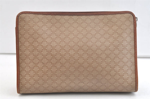 Authentic CELINE Macadam Blason Pattern Clutch Hand Bag PVC Leather Beige 3554K