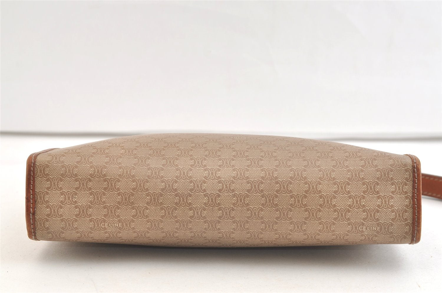 Authentic CELINE Macadam Blason Pattern Clutch Hand Bag PVC Leather Beige 3554K