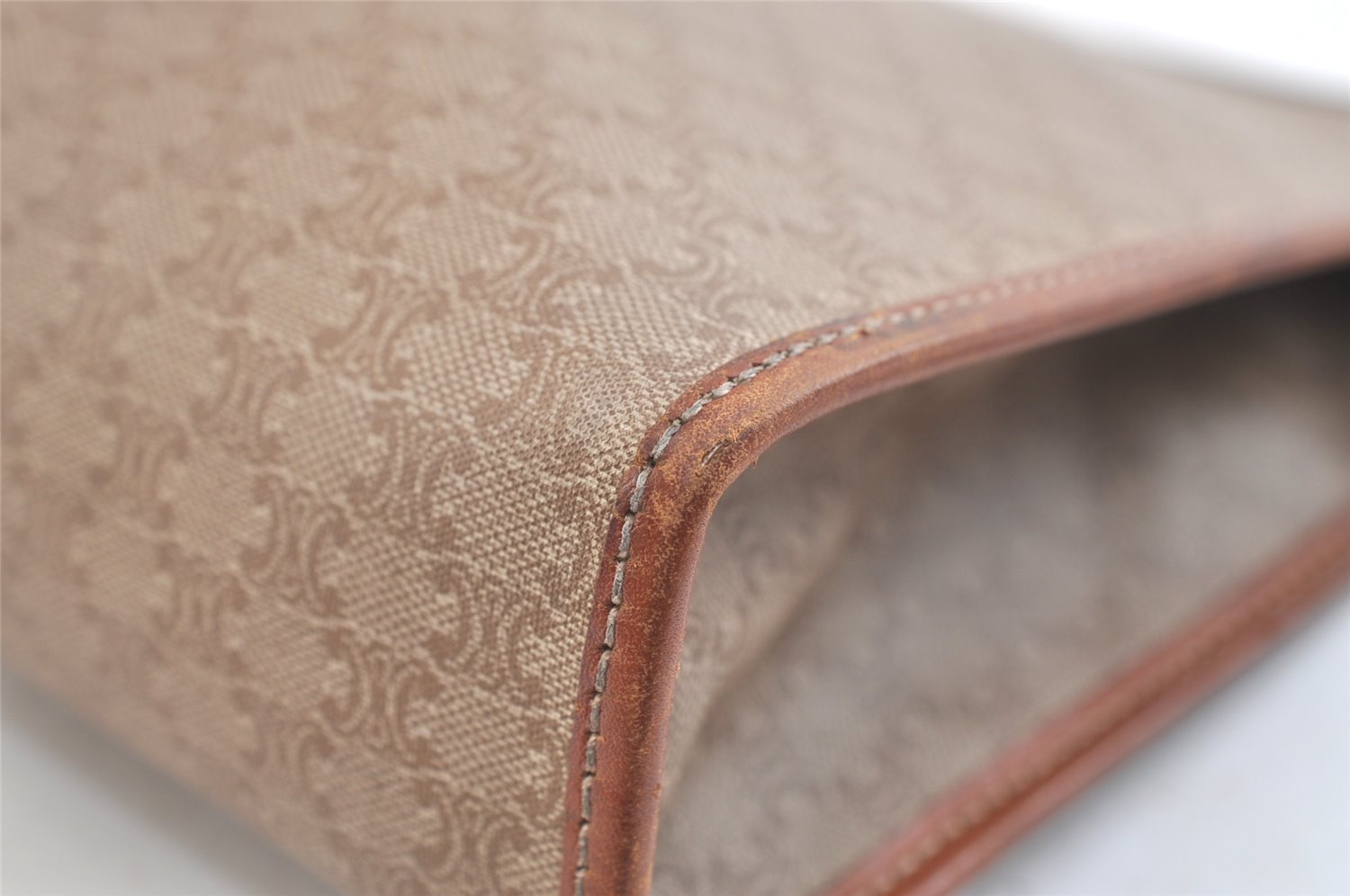 Authentic CELINE Macadam Blason Pattern Clutch Hand Bag PVC Leather Beige 3554K