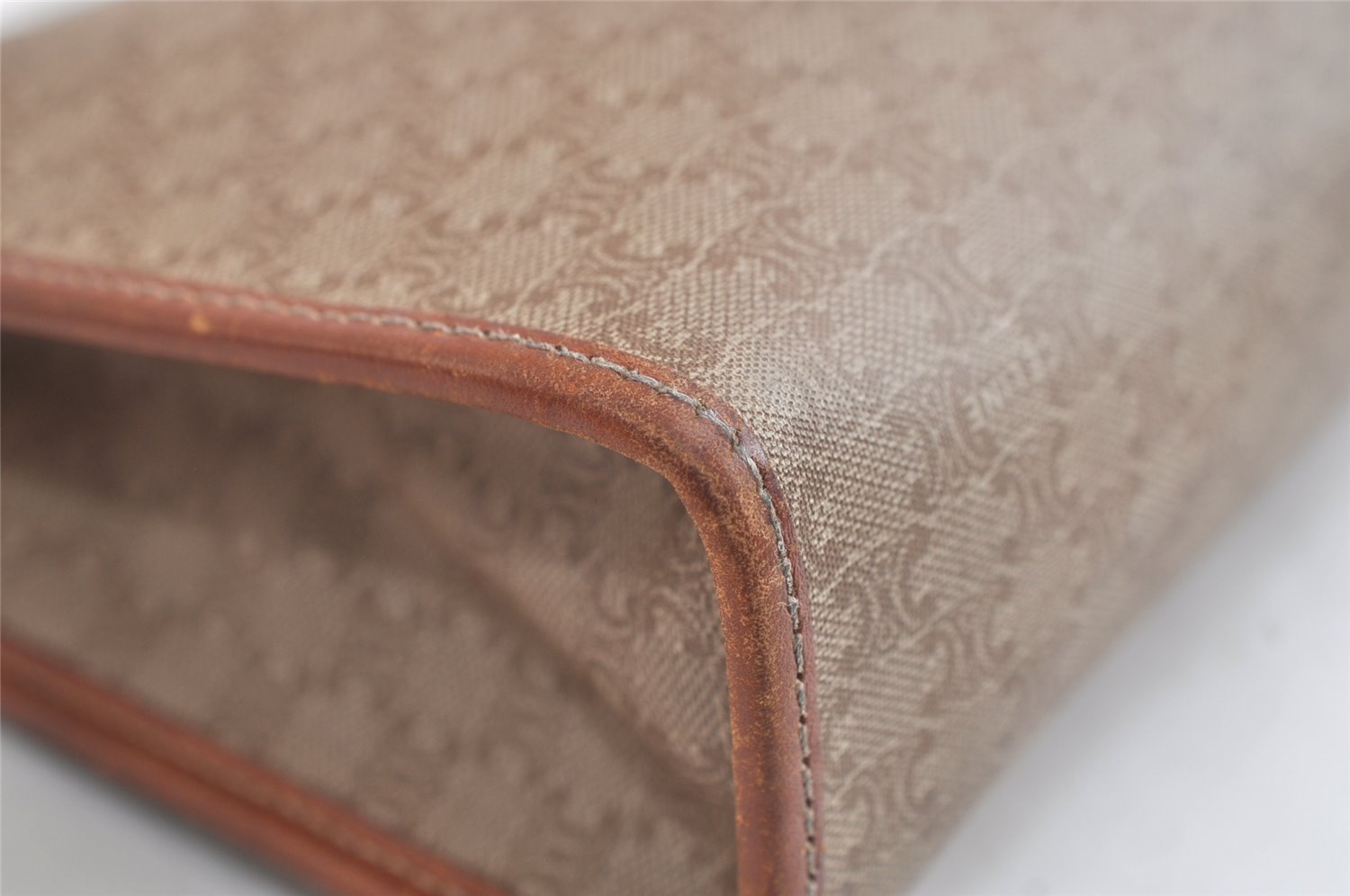 Authentic CELINE Macadam Blason Pattern Clutch Hand Bag PVC Leather Beige 3554K