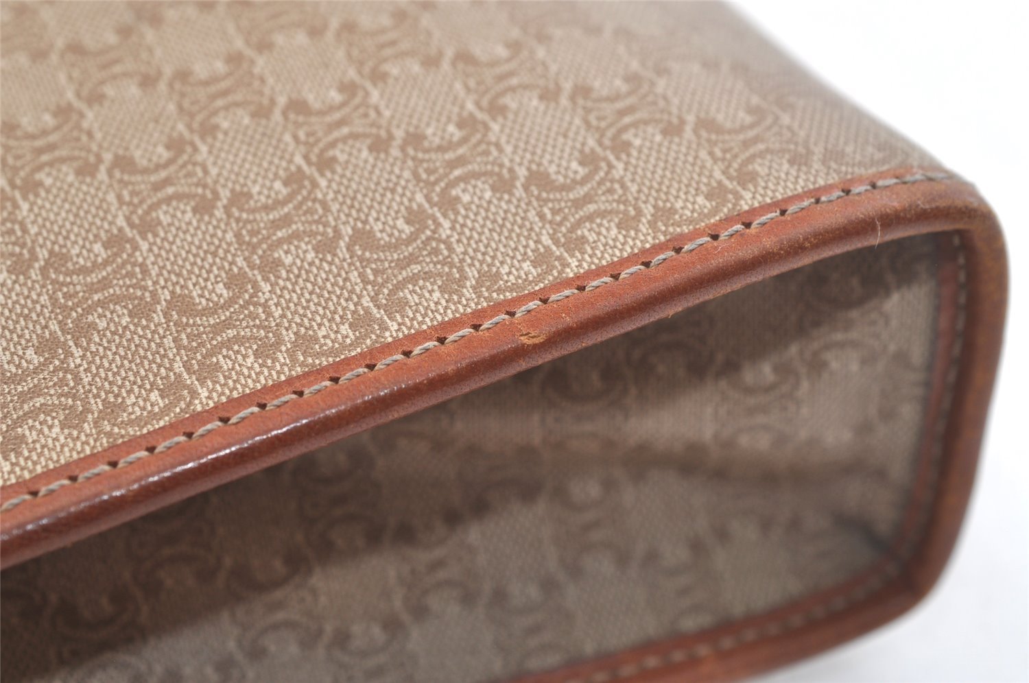 Authentic CELINE Macadam Blason Pattern Clutch Hand Bag PVC Leather Beige 3554K