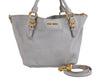 Authentic MIU MIU Vintage Leather 2Way Shoulder Tote Bag Light Gray 3555J