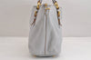 Authentic MIU MIU Vintage Leather 2Way Shoulder Tote Bag Light Gray 3555J