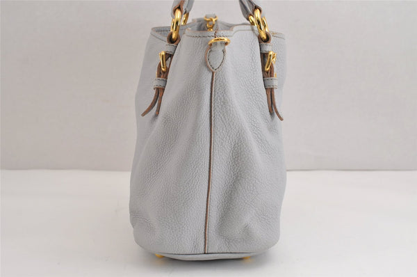 Authentic MIU MIU Vintage Leather 2Way Shoulder Tote Bag Light Gray 3555J