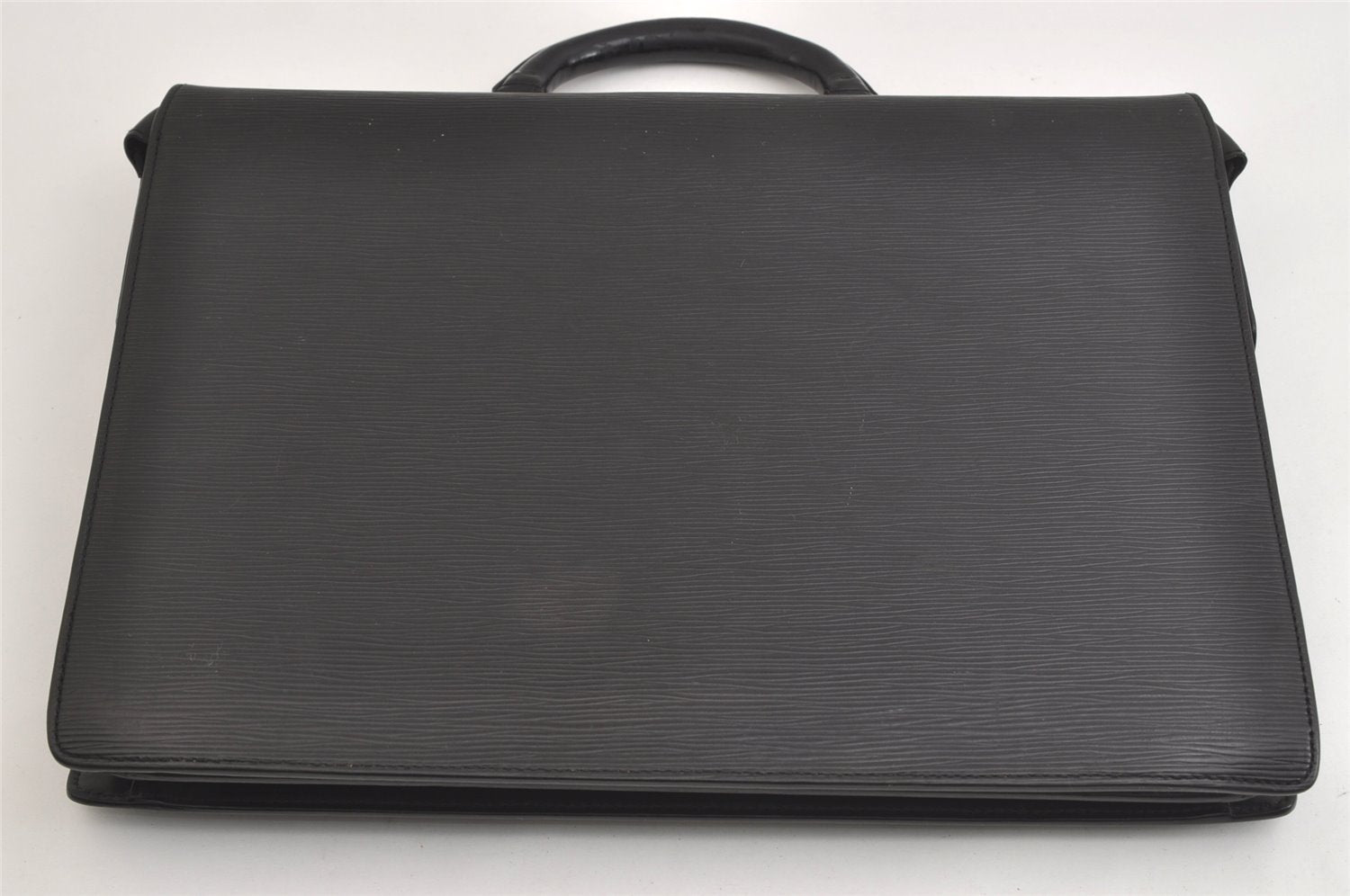 Authentic Louis Vuitton Epi Serviette Fermoir Briefcase M54352 Black LV 3557K