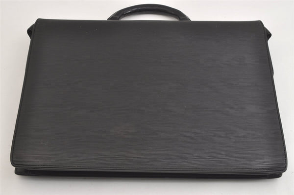 Authentic Louis Vuitton Epi Serviette Fermoir Briefcase M54352 Black LV 3557K