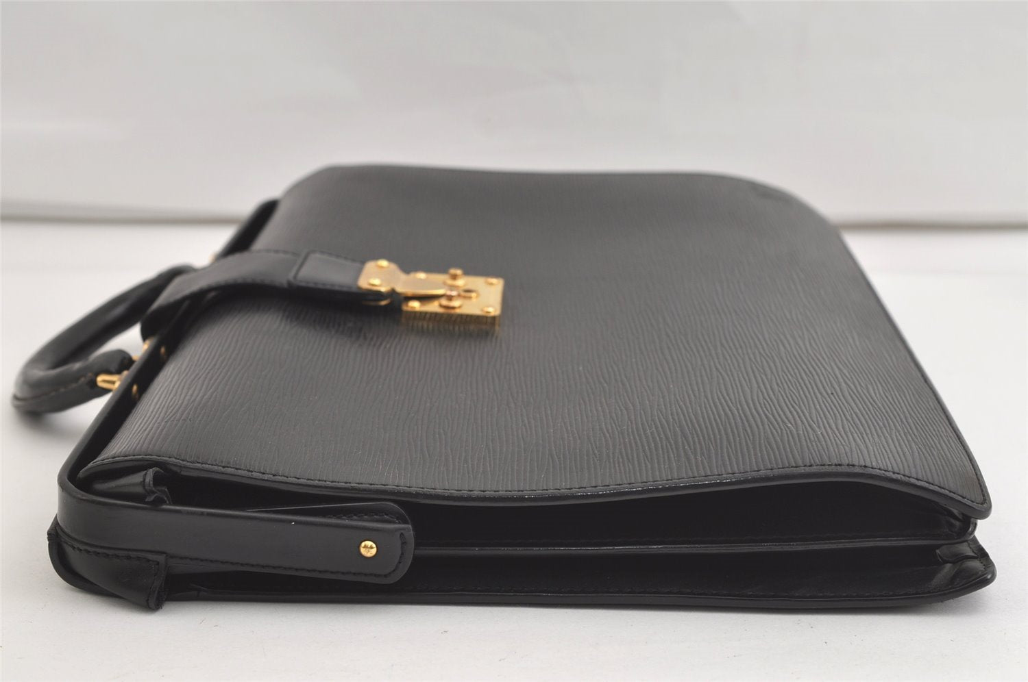 Authentic Louis Vuitton Epi Serviette Fermoir Briefcase M54352 Black LV 3557K