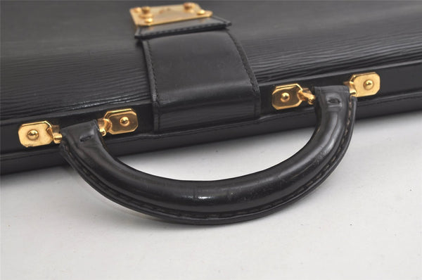 Authentic Louis Vuitton Epi Serviette Fermoir Briefcase M54352 Black LV 3557K