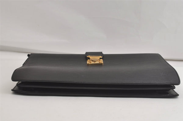 Authentic Louis Vuitton Epi Serviette Fermoir Briefcase M54352 Black LV 3557K