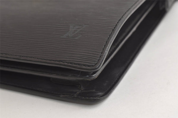 Authentic Louis Vuitton Epi Serviette Fermoir Briefcase M54352 Black LV 3557K