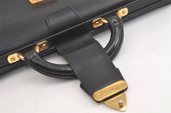 Authentic Louis Vuitton Epi Serviette Fermoir Briefcase M54352 Black LV 3557K