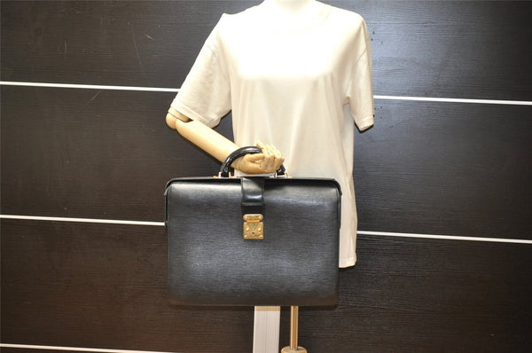 Authentic Louis Vuitton Epi Serviette Fermoir Briefcase M54352 Black LV 3557K