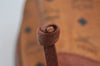 Authentic MCM Visetos Leather Drawstring Shoulder Cross Body Bag Brown 3558I