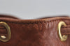 Authentic MCM Visetos Leather Drawstring Shoulder Cross Body Bag Brown 3558I