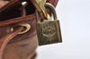 Authentic MCM Visetos Leather Drawstring Shoulder Cross Body Bag Brown 3558I