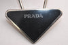 Authentic PRADA Metal Logo Key Ring Charm Silver Plating M713 Black 3558J