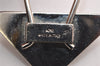 Authentic PRADA Metal Logo Key Ring Charm Silver Plating M713 Black 3558J
