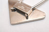 Authentic PRADA Metal Logo Key Ring Charm Silver Plating M713 Black 3558J