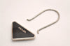 Authentic PRADA Metal Logo Key Ring Charm Silver Plating M713 Black 3558J