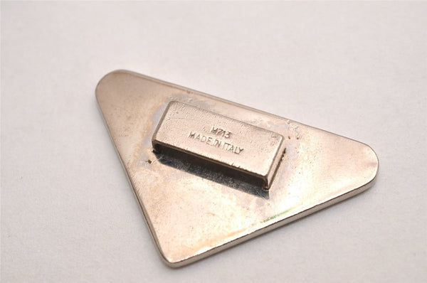 Authentic PRADA Metal Logo Key Ring Charm Silver Plating M713 Black 3558J
