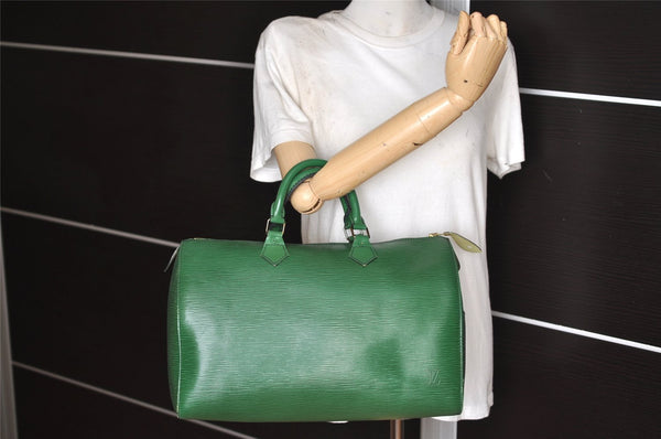 Authentic Louis Vuitton Epi Speedy 35 Hand Boston Bag Green M42994 LV 3558K