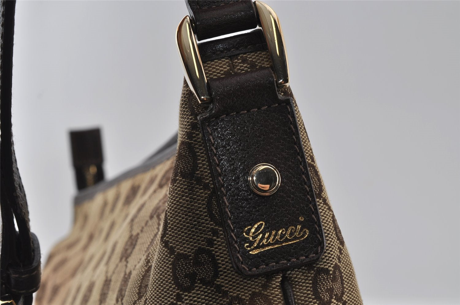 Authentic GUCCI Abbey Shoulder Cross Bag GG Canvas Leather 131326 Brown 3559I