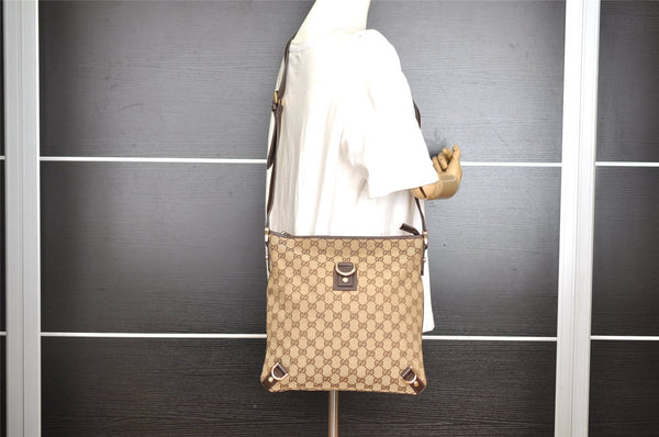 Authentic GUCCI Abbey Shoulder Cross Bag GG Canvas Leather 131326 Brown 3559I