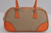 Authentic PRADA CANAPA + CINGHI Canvas Leather Hand Bag BL0044 Beige 3560J